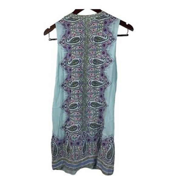 Sleeveless Tunic  Front Blue Purple FloralPaisley - Picture 8 of 12
